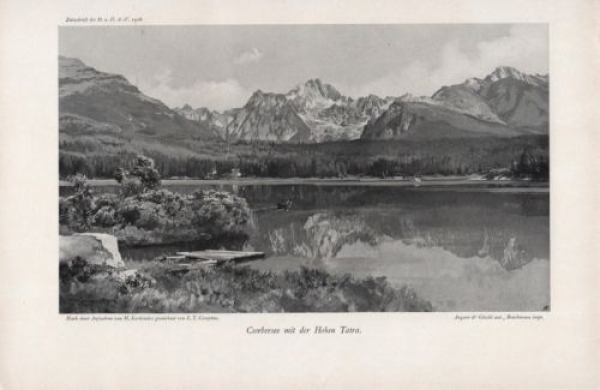 1908 - alter Druck - Csorbersee mit der Hohen Tatra